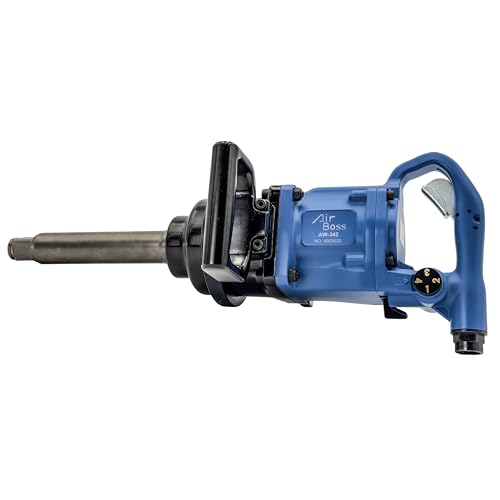 Airboss AW-342GL 1" Air Impact Wrench, 2,730 ft-lbs Max Torque, Swing Hammer, 8" Extended Anvil, 4-Stage Torque Control, Magnesium Alloy 1" Impact Wrench for Semi Truck Tires, Deep Reach Budd Nuts - size: Aw-342 2730ft-lb 8 Inch Anvil