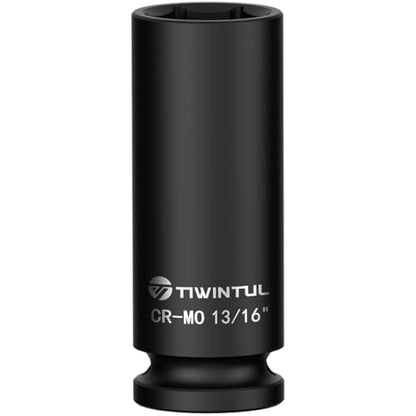 13/16" Deep Impact Socket 1/2" Drive for Hub Nuts & Wheel Bearings | CR-MO Steel Impact Socket, 3.07" Length, 6 Point Design, SAE Socket for Automotive and Construction Equipment Maintenance - size: 13/16" (Deep)