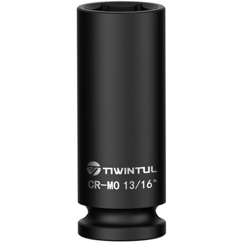 13/16" Deep Impact Socket 1/2" Drive for Hub Nuts & Wheel Bearings | CR-MO Steel Impact Socket, 3.07" Length, 6 Point Design, SAE Socket for Automotive and Construction Equipment Maintenance - size: 13/16" (Deep)