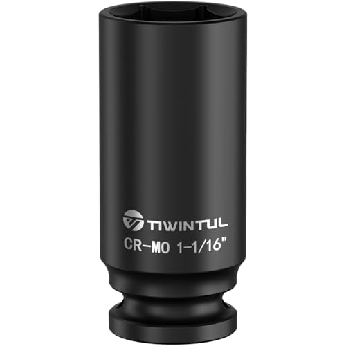 1-1/16" Deep Impact Socket 1/2 Inch Drive for Heavy Vehicles | CR-MO Steel Impact Socket, 3.07" Length, 6 Point Design, SAE Size, Axle Nut Socket for Easy Removal of Axle Shaft Nuts - size: 1-1/16" (Deep)