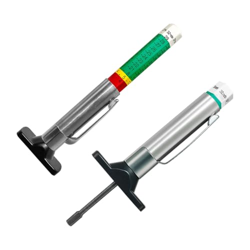 Car Tire Tread Depth Gauge, Universal Color Coded Tire Wear Depth Gauge Tool in 32nds, Automotive Tires Measuring Tool Accessories for Car, Truck, Motorcycle (2PCS) - size: 2PCS