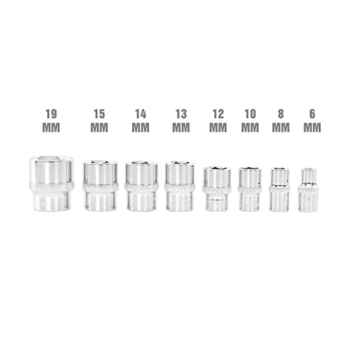 OEMTOOLS 25445 3/8 Socket Set, 8-Pc Metric Socket Set, 6 Point Metric Sockets, Removes Rounded and Rusted Fasteners, Storage Tray Included - style: Metric