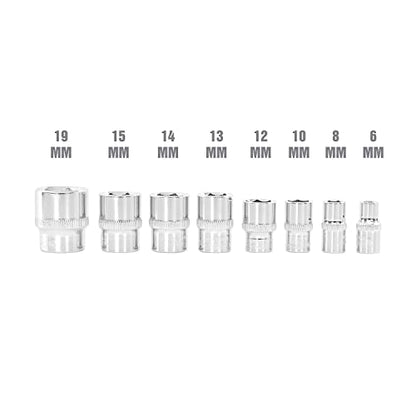 OEMTOOLS 25445 3/8 Socket Set, 8-Pc Metric Socket Set, 6 Point Metric Sockets, Removes Rounded and Rusted Fasteners, Storage Tray Included - style: Metric