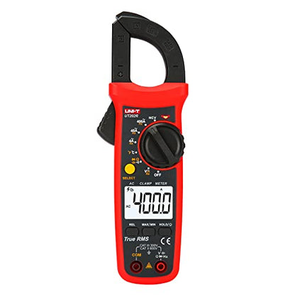 UNI-T Digital Clamp Meter UT202R AC Current TRMS Volt Amp Ohm Meter HVAC Clamp On Multimeter, Auto Ranging 4000Counts Temperature AC DC Voltage Frequency Resistance Capacitance Continuity Diode Tester - size: UT202R