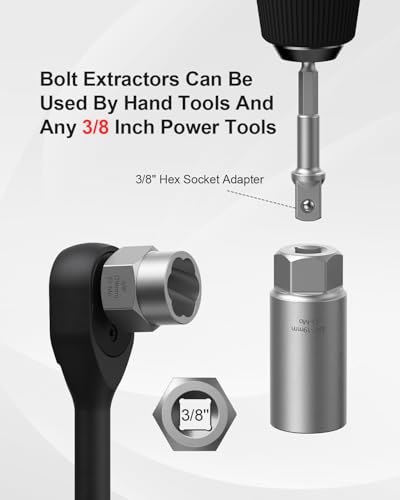 Kolvoii 67-Piece Broken Bolt Extractor Kit & Easy Out Screw Extractor Set | Left hand drill bit set, extractor sockets and lug nut remover set tackle stripped bolts, broken screws and rounded nuts - size: 67 PCS