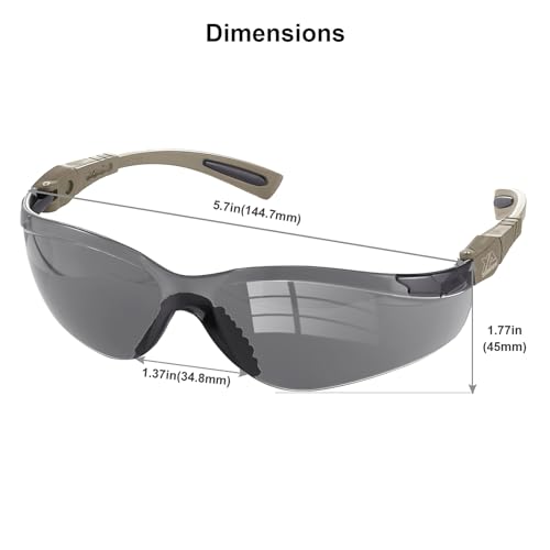 xaegistac Shooting Glasses Anti Fog -Shooting Range Eye Protection | Adjustable Safety Glasses with Z87.1 Certificated Impact Reistance - color: Khaki Frame Gray Lens