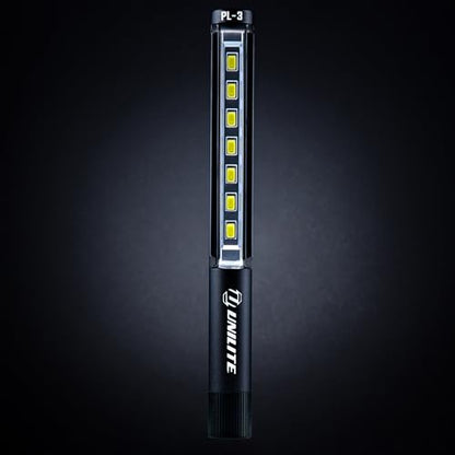Unilite PL-3 LED Inspection Light – 275 Lumen Aluminum Body, Magnetic Base, Anti-Roll Design, 3 Light Modes, Pocket Clip, IPX4 Water & 1m Drop Resistant