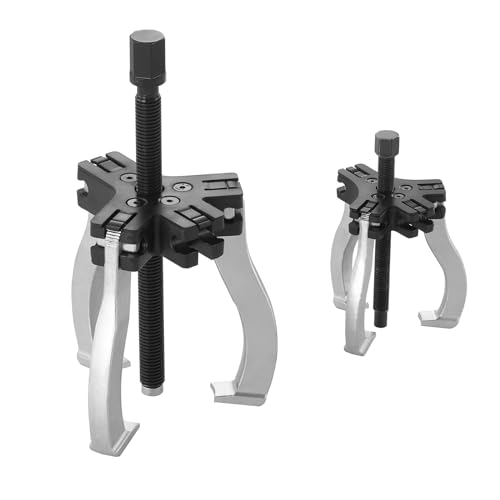 VEVOR Gear Puller Set, 3" and 7" Puller Kit, 3 Jaw Gear Bearing Flywheel Pulley Removal Tool, 2 or 3 Reversible Jaws Wheel Puller, Vertically and Horizontally, External and Internal, 2-Piece
