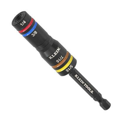 Klein Tools 651QS Quad Socket, 4 Sizes in 1 Socket, 4-in-1 Color Coded SAE Impact Rated, Heavy Duty, 1/4-Inch Drive, 3-1/2-Inch Shaft - size: 4 Sizes, SAE