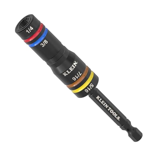 Klein Tools 651QS Quad Socket, 4 Sizes in 1 Socket, 4-in-1 Color Coded SAE Impact Rated, Heavy Duty, 1/4-Inch Drive, 3-1/2-Inch Shaft - size: 4 Sizes, SAE