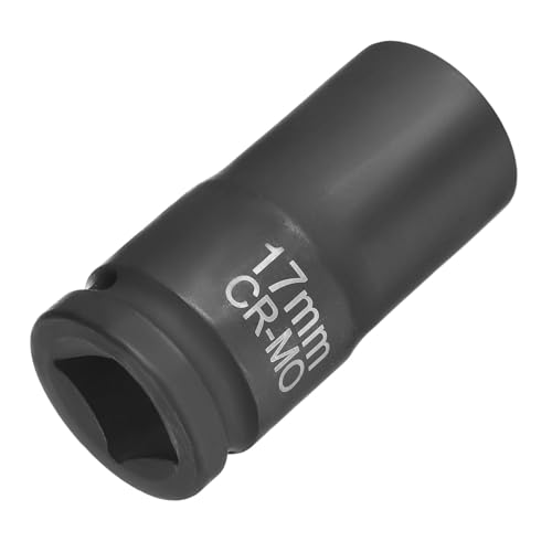 HARFINGTON 4 Point Square Socket 3/4" Drive 17mm Metric Square Impact Socket CR-MO Blackening Standard Wheel Sleeve Pneumatic Sleeve Tool for Auto Repair Mechanical Maintenance Home Use - size: 3/4"/17mm
