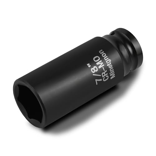 7/8 Socket Deep 1/2 Drive Impact Socket 6 Point CR-MO Axle Nut Heavy-Duty Socket for Easy Removal & Installation of Wheel Hub & Axle Shaft Nuts - color: Deep_6 Pt_1/2, size: 7/8