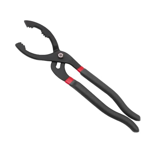 12" Adjustable Oil Filter Pliers, Auto Oil Filter Wrench Removal Tool with Non-Slip Handles, Heavy Duty Oil Change Tool Pliers for Engine Filters Conduit Fittings, Car Accessories (Black) - color: Black