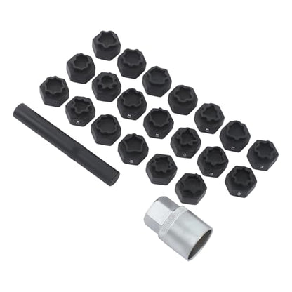 LYNICESHOP Car Wheel Lock, 22Pc Wheel Locking Key Anti-Theft Removal Set - Key Lock - Black