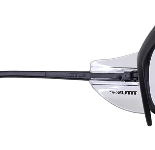 TITUS G35 Retro Aviator Z87 DOT ANSI CE Approved Safety Glasses | W/Protective Side Shields, UV400 Polycarbonate Lenses, Flexible Nylon Stems, Eye Protection, Sunglasses, Motorcycle, Shooting - color: Clear