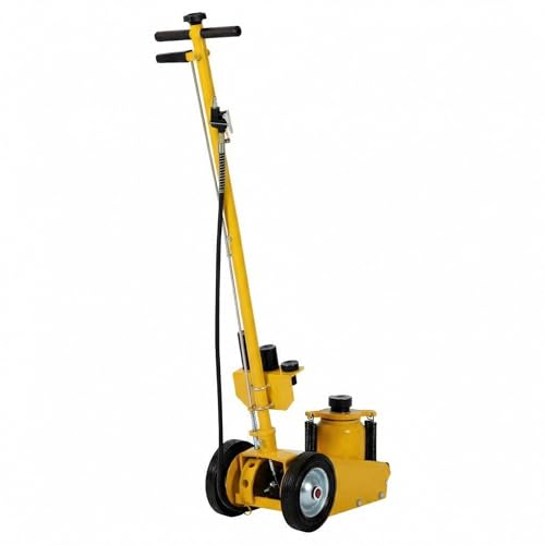 35 Ton Air Hydraulic Floor Jack, 77,000 LBS Capacity for Heavy Duty Trucks & Tractors, Low Profile 10 inch, with 4 Adapters, Dual Power (Air/Manual Hydraulic), 46" Adjustable Handle - color: Yellow, size: 35 Ton