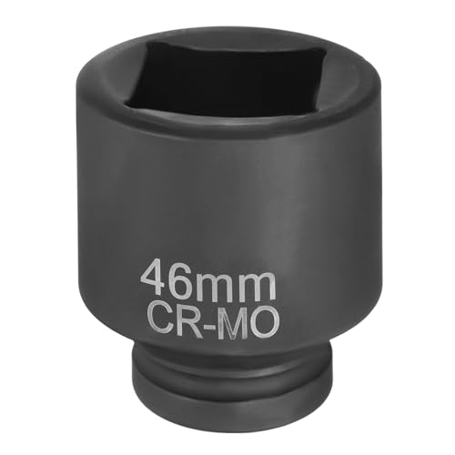 HARFINGTON 4 Point Square Socket 1" Drive 46mm Metric Square Impact Socket CR-MO Blackening Standard Wheel Sleeve Pneumatic Sleeve Tool for Auto Repair Mechanical Maintenance Home Use - size: 1"/46mm