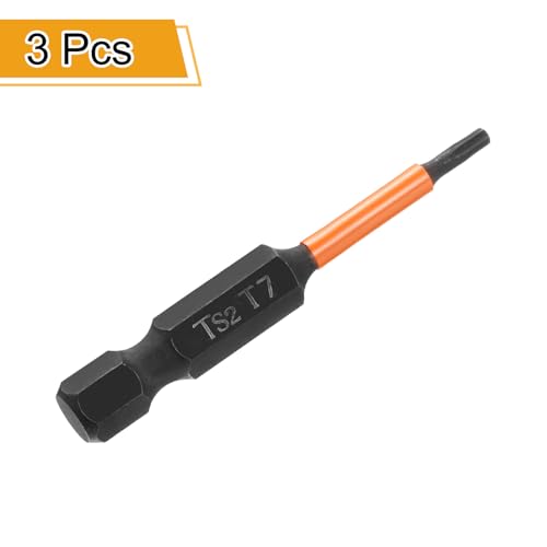 HARFINGTON 3pcs T7 Torx Head Screwdriver Bit 2" (50mm) Long 1/4" Hex Shank Magnetic No Hole Tamper Proof 6 Point Star Screw Driver Drill Bits Phosphate S2 Steel Industrial Power Tools - size: T7 x 50mm