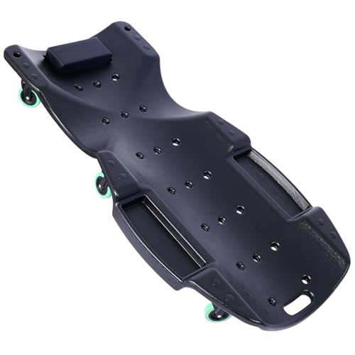 Mechanic Plastic Creeper, 48 Inch Low Profile Creeper with Blow Molded Ergonomic HDPE Body, Padded Headrest & Dual Tool Trays, 440 Lbs Capacity, Car Creeper/Seat for Garage, Shop, Tool Gift (Black) - color: Black