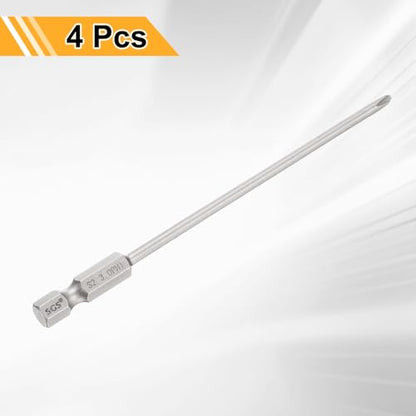 HARFINGTON 4pcs #1 Phillips Screwdriver Bit PH1 1/4" Hex Shank 4.3" (110mm) Long 0.12" Rod Magnetic Cross Head Drill Bits S2 Steel Industrial Screw Driver Bit for Electric Power Tools, Gray - size: PH1 x 4.3" x 0.12"