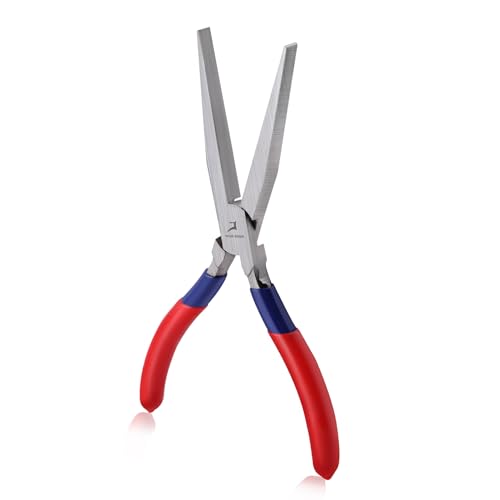 7 Inch Long Flat Nose Pliers Smooth Jaw Extended Head Duckbill | Clamping, Bending, Precision Jewelry Making, Beading Hobby Work Craft Supplies, Dip Plastic Handle - style: Smooth Jaws