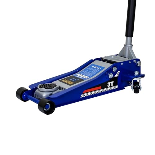 3-Ton Industrial Low-Profile Dual-Piston Floor Jack 3.1-18.7in Lift Range 6600-lb Capacity Aluminum Steel - color: Blue_1