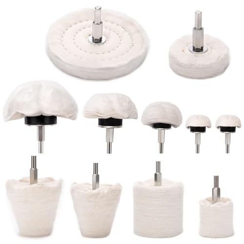 11PCS Aluminum Polishing Kit for Drill, Buffing Wheels & Pads for Metal | 11-piece drill polishing set with buffing wheels and pads for aluminum, metal, chrome, wheels, and detailing touch-ups.