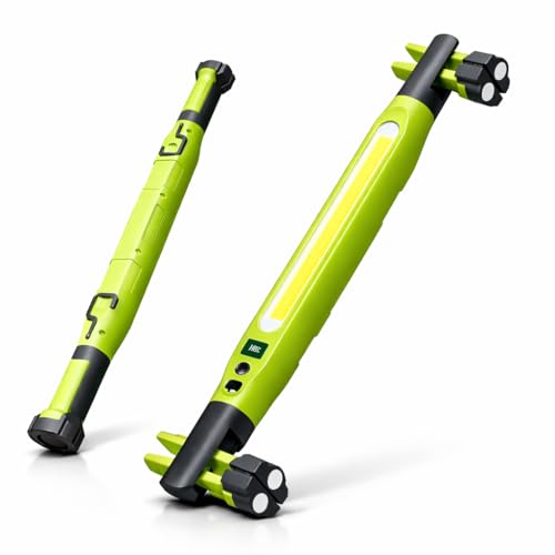 Rechargeable Magnetic LED Work Light 3000LM, Portable Under Hood Inspection Lamp, Cordless Mechanic Repair Light for Car Garage Workshop & Emergency Use with Strong Magnet & Hook – Green - color: Green