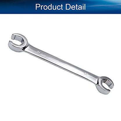 Auniwaig 22mm x 24mm Flare Nut Wrench Metric Double Open End | 15° Offset Ends, For Auto, Household, DIY Repairs - size: 22x24mm