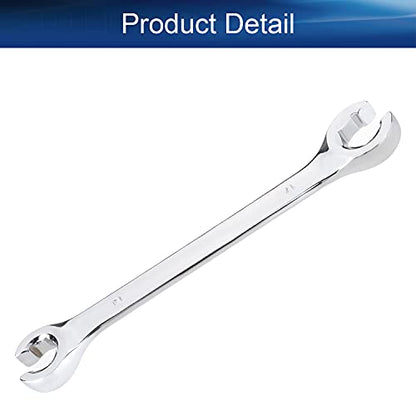 Auniwaig Flare Nut Wrench 14mm x 17mm, Metric, Polished Chrome Plated for Removing or Replacing Nuts on Fuel, Brake or Air Conditioning Lines - size: 14x17mm