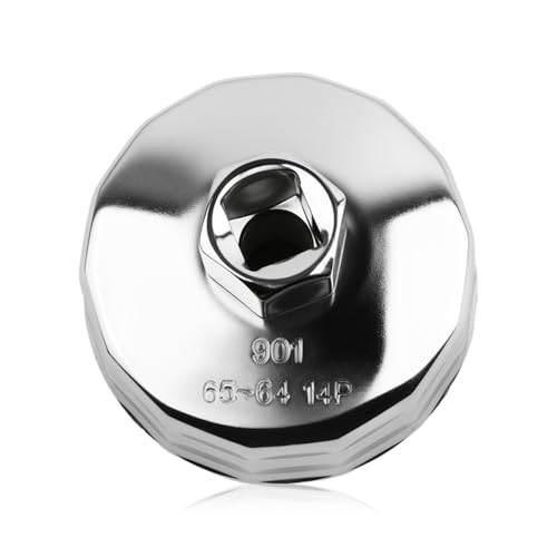 64-65mm Oil Filter Wrench Driven by 1/2" Tool,14 Flute Car Oil Filter Tool Compatible with Honda Nissan Acura,Sturdy Car Oils Filters Removal Tools Automotive Tools
