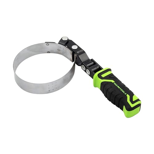 OEMTOOLS Swivel Oil Filter Wrench for Removing 3-3/8" - 3-3/4" Oil Filters | Oil Filter Removal Tool for Filters in Tight Spaces, Dimpled Steel Band, Padded TPR Handle - size: 3-3/8" - 3-3/4"
