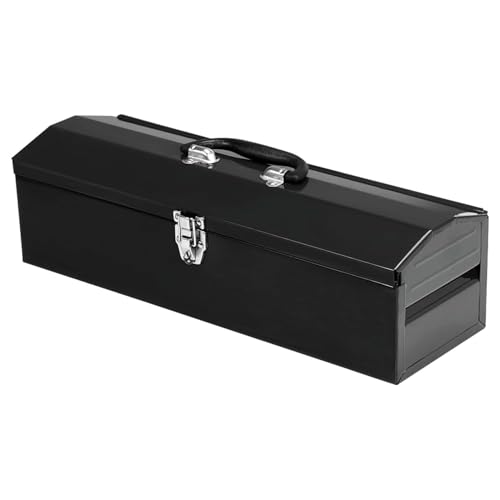 19" Portable Tool Box, Metal Tool Box, Ideal for Trailer, Mechanic, DIY-ers, Car Toolbox, Workshops, Garages, Repair Shops,Black - size: 1P-19in-Black