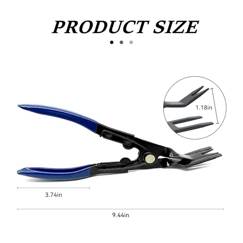 Panel Clip Removal Plier, Automotive Door Panel Upholstery Trim Clip Removal Tool, Remove Push Pin and Press in Trim Clip Fasteners Lift Action Plier (Blue) - color: Blue