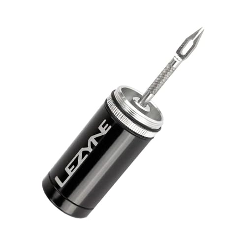LEZYNE Tubeless Bike Tire Repair Kit - Road, Mountain & Gravel Bicycle Puncture Tool Set - Portable Compact Aluminum Storage Container/Handle with Stainless Steel Reamer & 5 Extra-Tacky Plugs