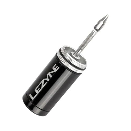 LEZYNE Tubeless Bike Tire Repair Kit - Road, Mountain & Gravel Bicycle Puncture Tool Set - Portable Compact Aluminum Storage Container/Handle with Stainless Steel Reamer & 5 Extra-Tacky Plugs