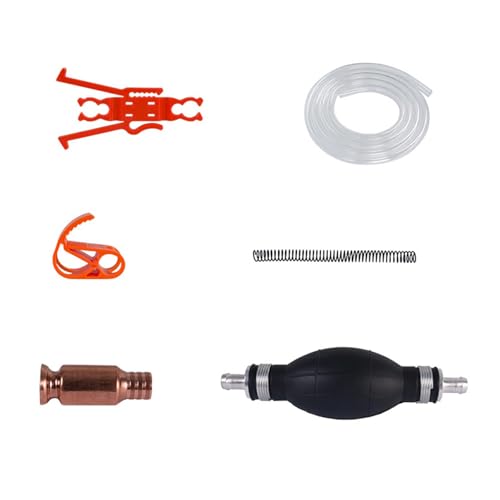 Hand Siphon Pump Kit for Gas Oil Diesel Water Transfer, 9ft Hose with Copper Head & Hand Pump for Cars Boats Emergencies