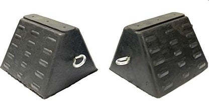 Denco Extreme Duty Rubber Semi Truck Wheel Chock with Eyebolt - Set of 2