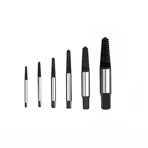 6-PCS Screw Extractor Set - Easy Out Broken Bolt Remover Kit with Drill Guide, Damaged Screw Extraction Tools for 3-9mm Bolts (Hardened Steel, Reverse Thread Design)