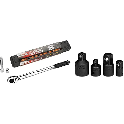 EPAuto 1/2-inch Drive Click Torque Wrench + 5 Pieces - Impact Socket Adapter