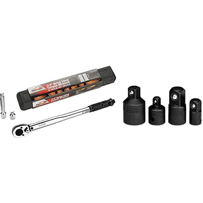 EPAuto 1/2-inch Drive Click Torque Wrench + 5 Pieces - Impact Socket Adapter