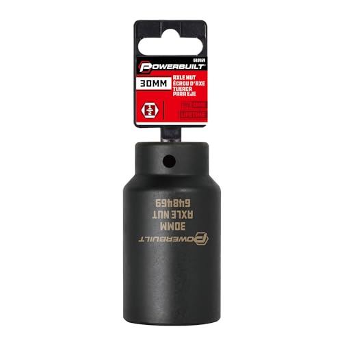 Powerbuilt 30mm Axle Nut Socket, 1/2-Inch Drive, 6 Point, Extra Deep, Remove Axles Shaft Nuts - 648469 - size: 30mm