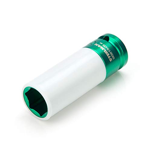 Steelman 3/4-inch Sleeved Socket, Wheel and Lug Nut Protector Polyethylene Sleeve and Insert, Non-Marring, Long, 6-Point, 1/2-inch Drive - size: 3/4" Green