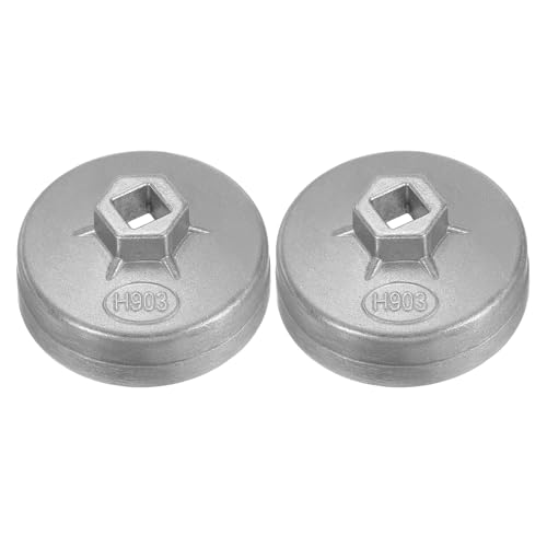 HARFINGTON 2pcs Oil Filter Cap Wrench 14 Flute 82.5 x 41 x 74mm (WxHxID) 1/2" Square Drive Aluminum Cup Type Drive Metric Oil Filter Socket Removal Tool for Engine Conduit Fittings - size: 14 Flute 82.5 x 41 x 74mm