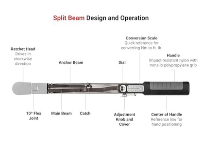 TEKTON 3/8 Inch Drive 72-Tooth Split Beam Torque Wrench (20-100 ft.-lb.) | TRQ62103 - size: 3/8 Inch Drive (20-100 ft.-lb.)