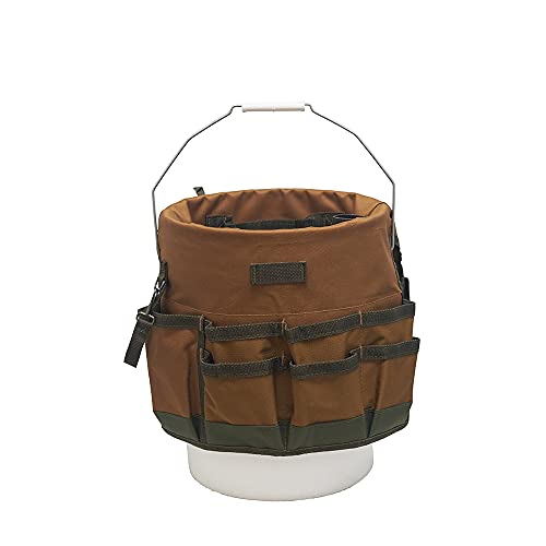Bucket Boss The Bucketeer Bucket Tool Organizer in Brown, 10030 and Custom Leathercraft1140 EasySeat Lightweight Plastic Bucket Seat for 3 1/2 - 5 Gallon Buckets,Black