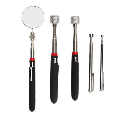 4 Pcs Magnetic Pickup Tool Set, 15LB 10LB 3.5LB 1.5LB Telescoping Grabber with Extendable Mirror, for Narrow Spaces Under Vehicles Between Machinery