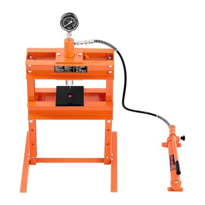 VEVOR Hydraulic Shop Press, 10 T H-Frame Shop Press with Press Plate & H-Shaped Base, Stable Garage Floor Adjustable Hydraulic Press with Relief Valve, Fit for Bending, Straightening & Stamping - size: 10T