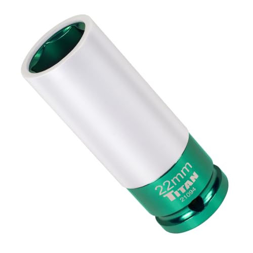 Titan 21094 1/2-Inch Drive x 22mm Non-marring Impact Deep Lug Nut Socket - size: 22mm