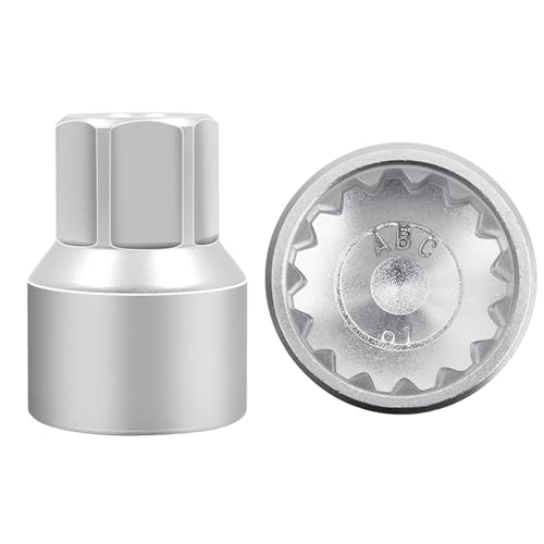 ABC-61 15Pt Outer Ring 2mm Wheel Locking Nut Key for Porsche VW | Wheel Lock Nut Socket Adapter, Anti-Theft Lug Nut Removal Tool, Anti-Theft Screw Remover, Repair Tool, Tyre Fitting, garage - color: ABC-61 Outer ring thickness: 2mm